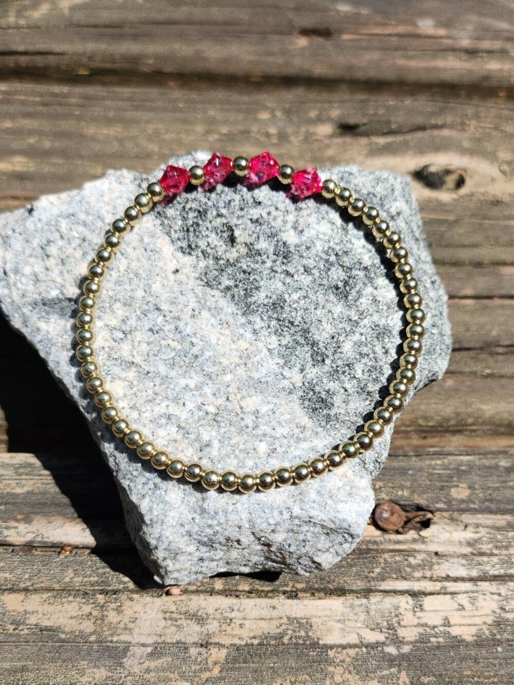 Pink Bicone Beaded Bracelet.